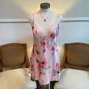 THALIA SODI Floral Pink Lace Trim Mini Slip Dress, Milkmaid Fairy Core Intimates